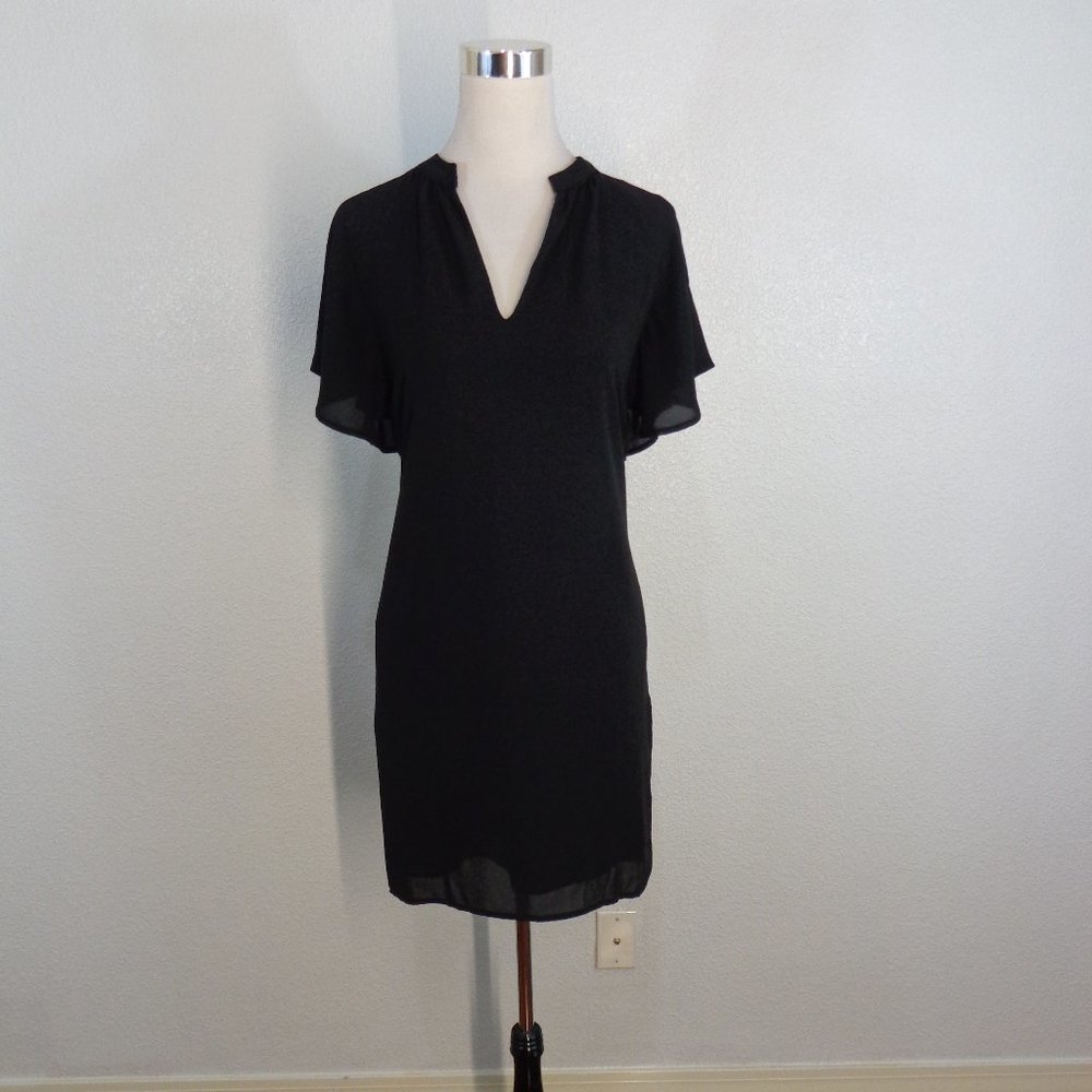 Nwot Gap Black Split Neck Overlay Shift Dress, Sz… - image 1